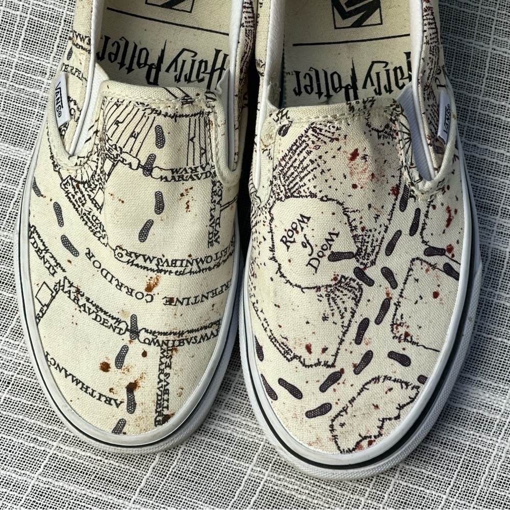 Vans Harry Potter Marauders Map Slip Ons Limited Edition Unisex W6, M4.5